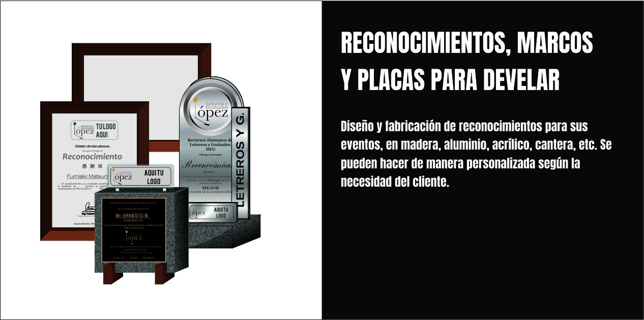 RECONOCIMIENTOS MARCOS Y PLACAS PARA DEVELAR